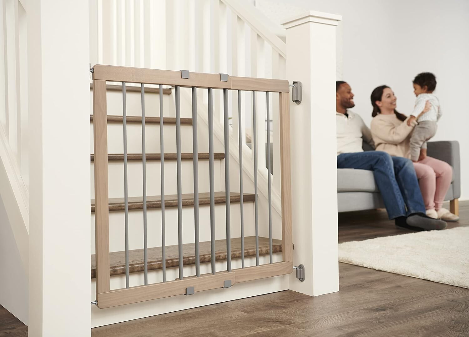 Elegant Walk-Through Baby Safety Gate - 30-Inch Height, Easy Assembly & Stylish