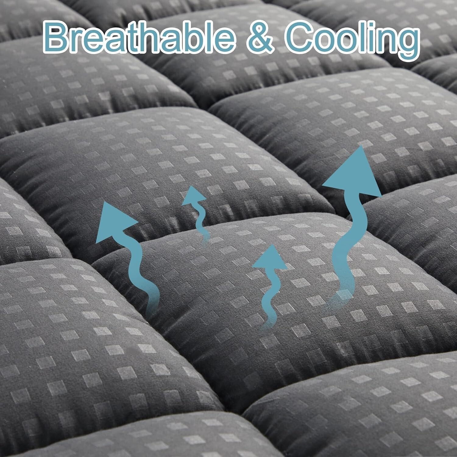 Fluffy Quilted King Mattress Pad - Cooling Microfiber with 21" Deep Pocket