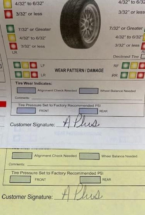 250 Carbonless Multi-Point Inspection Forms - Ideal for Vehicle Service Centers