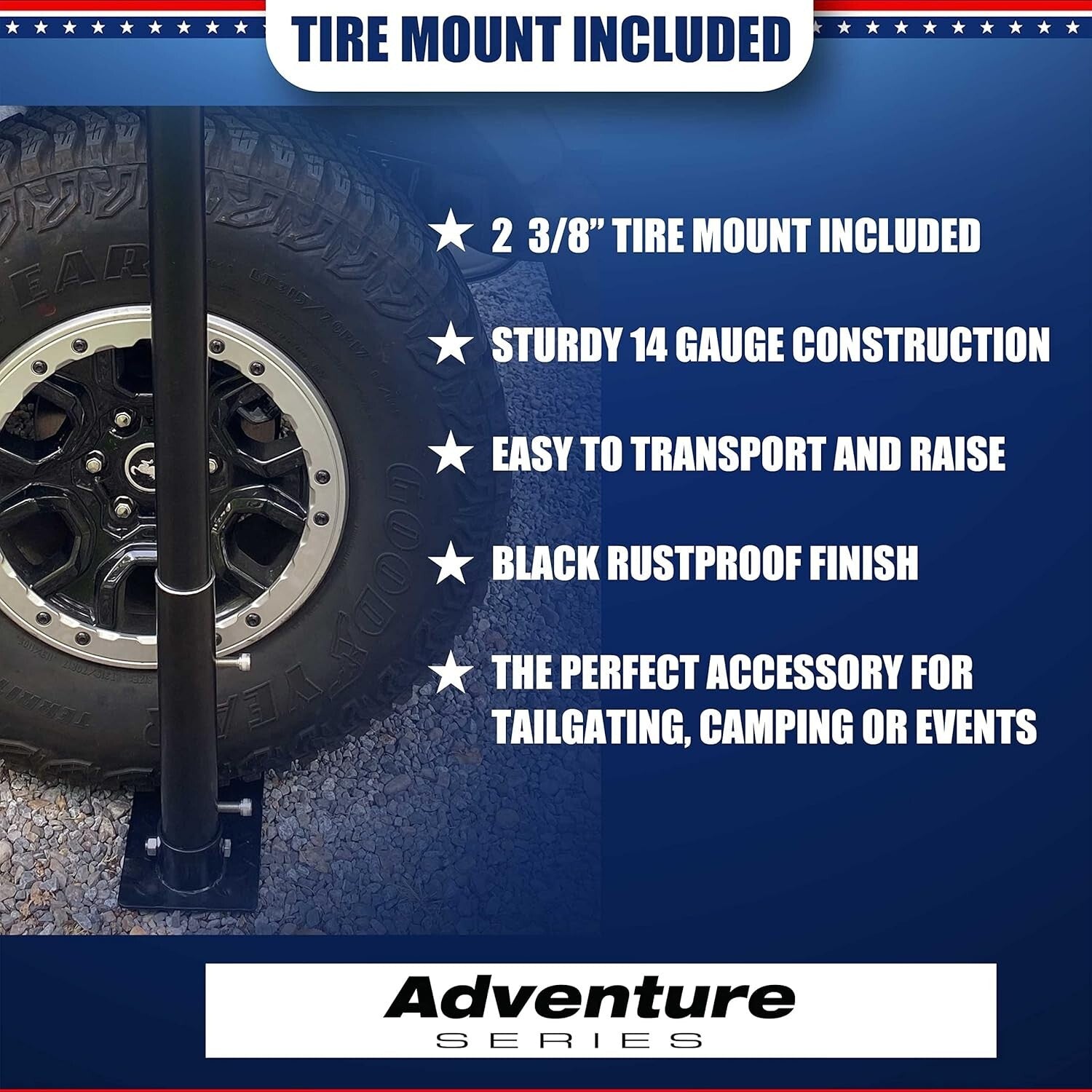 20FT Tailgate Flag Pole Kit with Stainless Steel Mount & Car Protector Pad