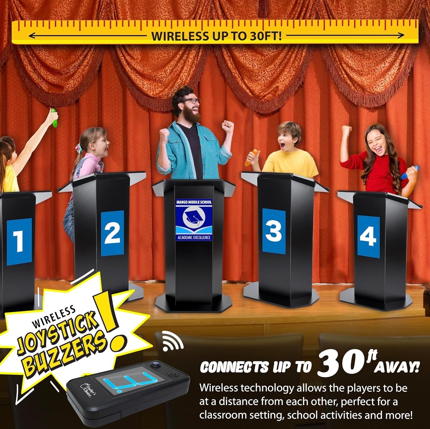 Fast-Action Game Show Experience: 8-Player Wireless Buzzer Console - Ages 12-103