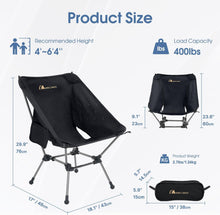 Load image into Gallery viewer, Oversized Portable Camping Chair, Lightweight with 400 lbs Capacity - Gen 3 Plus