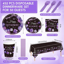 Load image into Gallery viewer, All-in-One 452-Piece Retirement Party Decorations - Classy Purple and Black Set