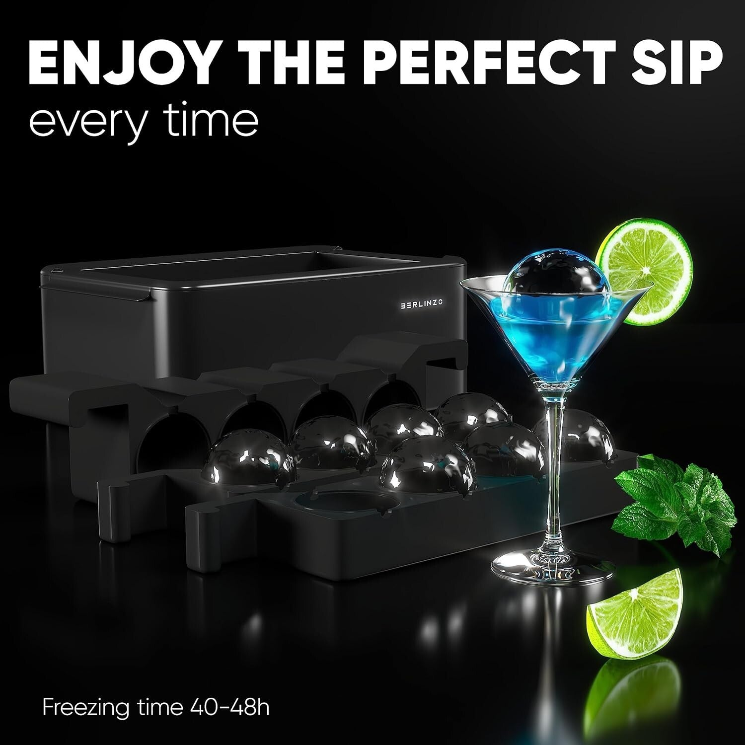 BPA-Free Silicone Ice Ball Mold: 8 Crystal Clear 2.4" Ice Balls for Any Beverage