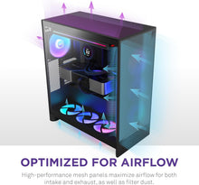 Load image into Gallery viewer, H7 Flow Mid-Tower ATX Case - superior airflow, 3 fans, Cable Management - Black