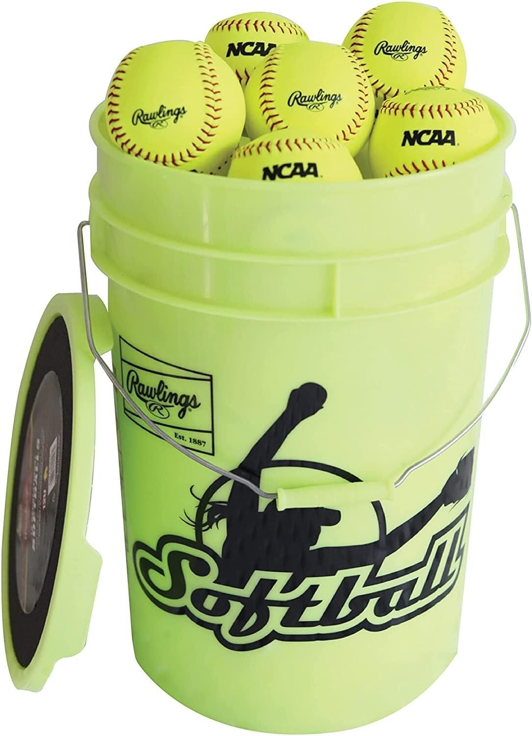 18 Pack of 12-Inch Youth Softballs in Durable Bucket - Safe Practice Balls