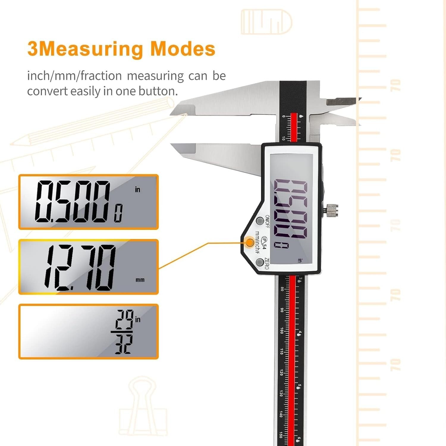 8-Inch Stainless Steel Digital Caliper - Extreme Accuracy with Large LCD Display
