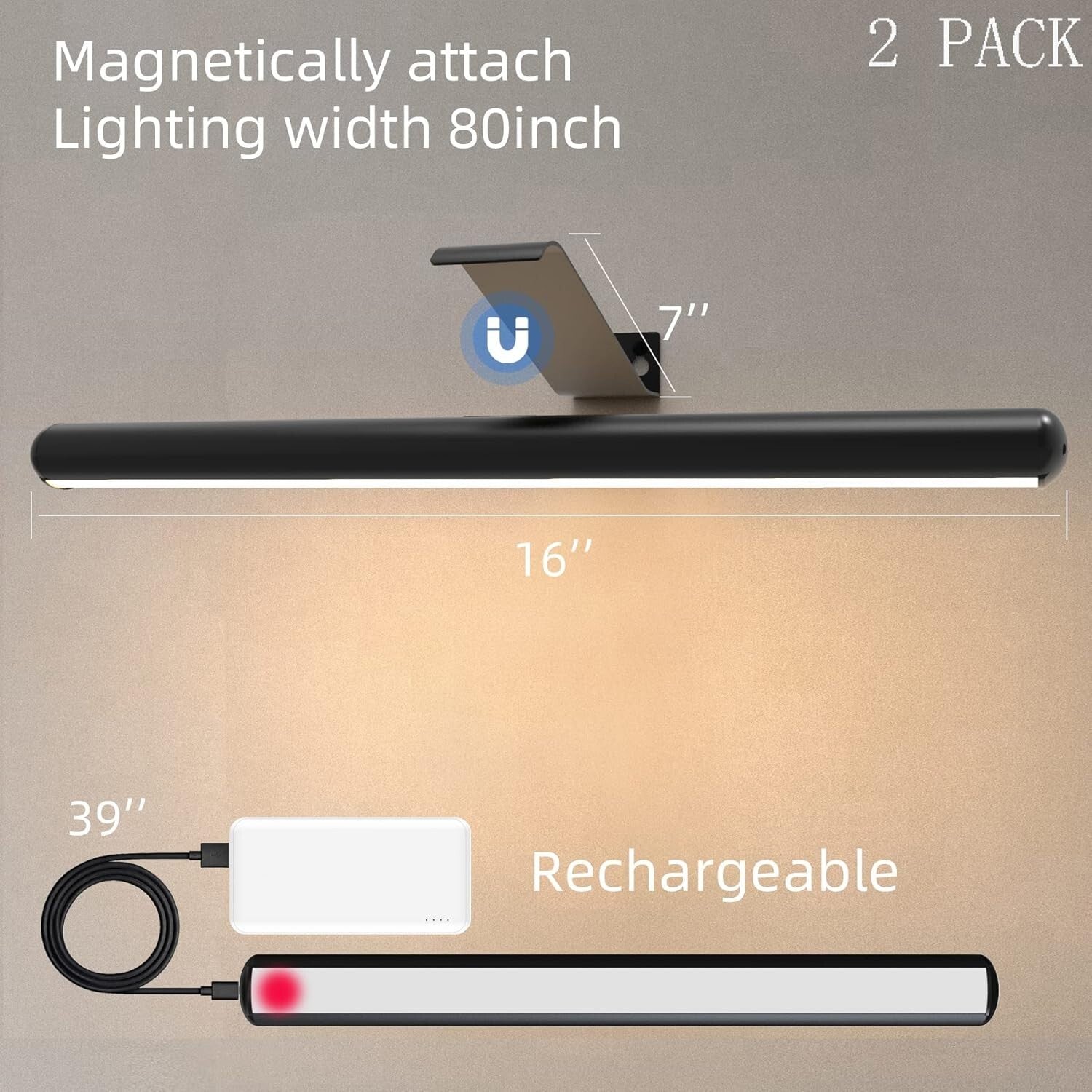 Battery Operated Magnetic Picture Lights with 3 Color Settings & Remote Control
