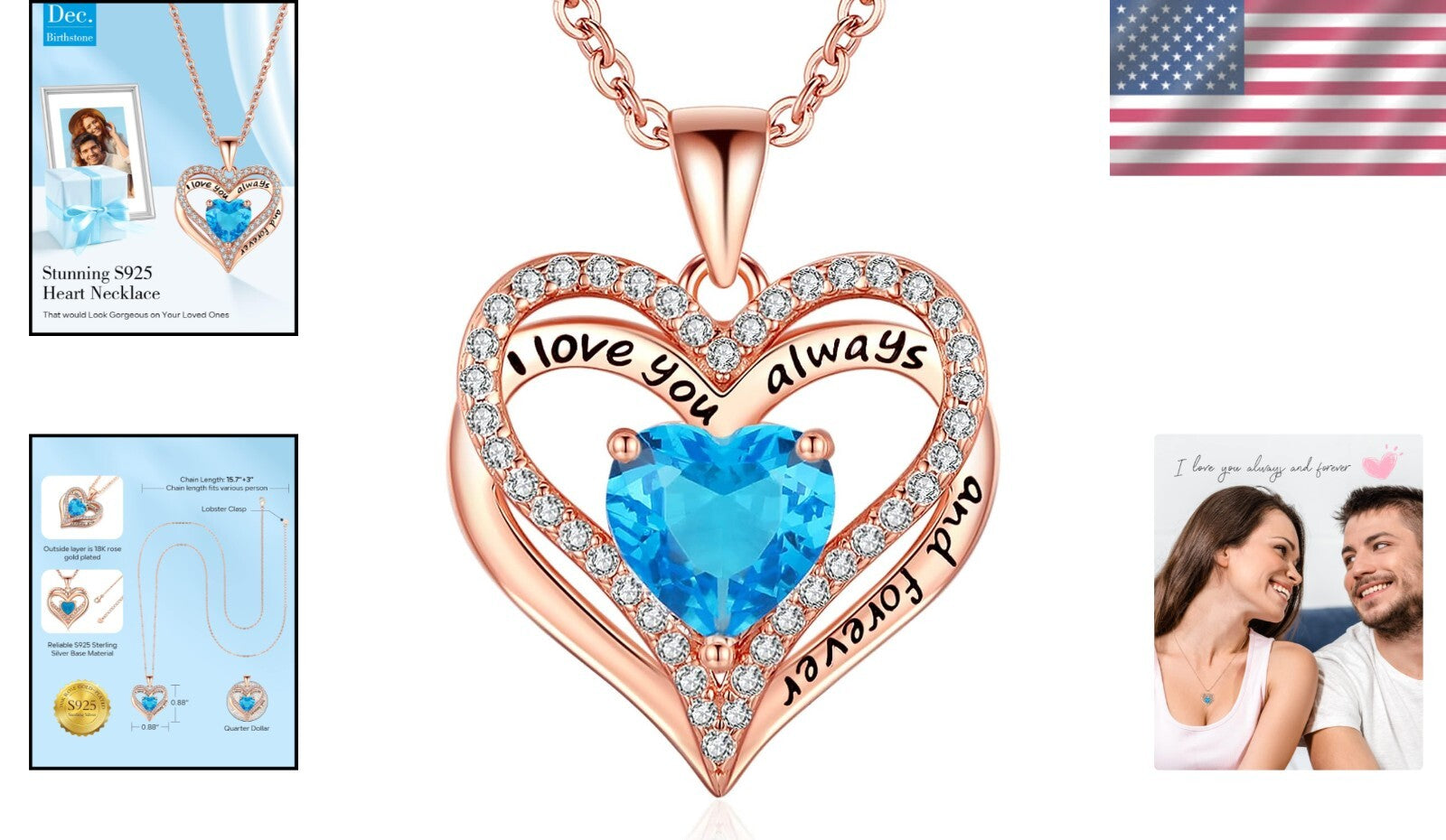 Luxurious Rose Gold Heart Necklace in S925 Silver for Women - Thoughtful Gift
