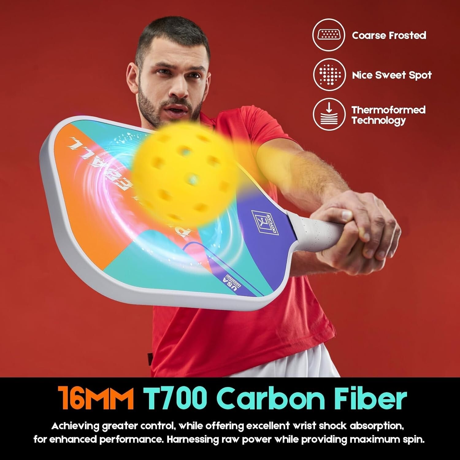 Ultimate Performance 16mm Pickleball Paddle with Honeycomb Core & 5.5'' Grip