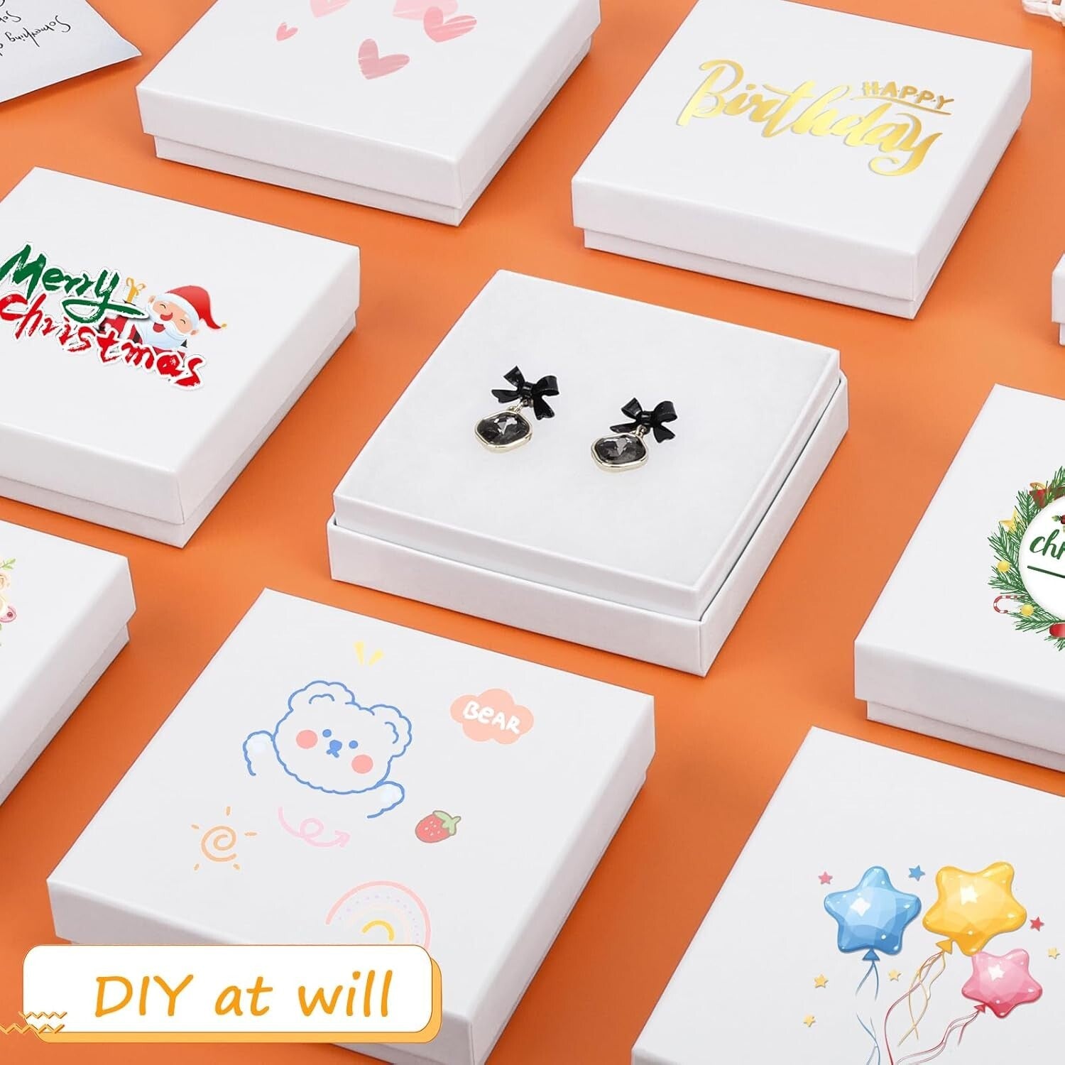 Customizable Cotton-Filled Jewelry Gift Boxes - Ideal for Gifts & Displays