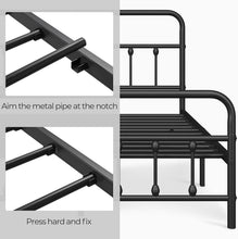 Load image into Gallery viewer, Elegant Black Iron Bed Frame - Full Size with High Headboard &amp; Under Bed Storage