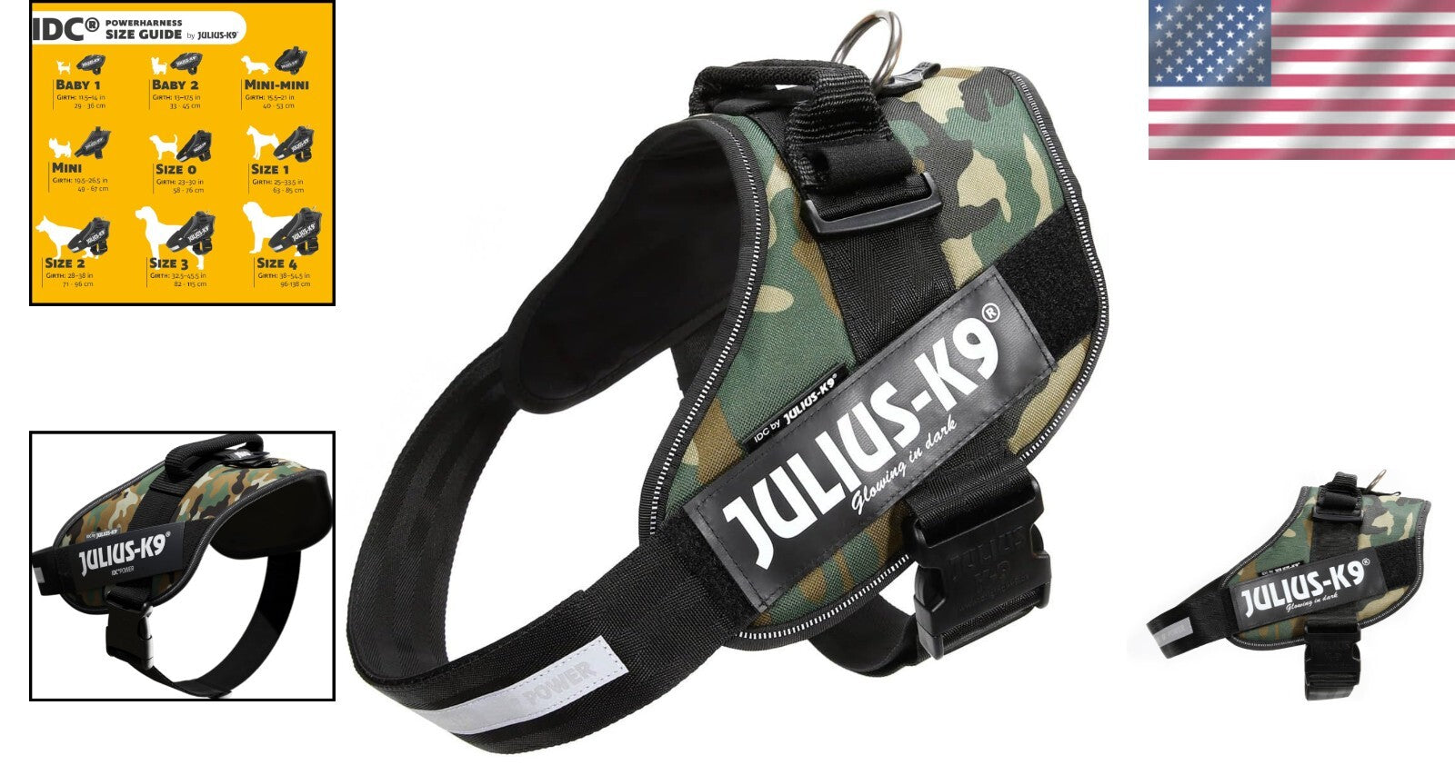IDC Powerharness Camouflage Design - Size 2 Dog Harness for Adventure & Safety