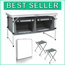 Load image into Gallery viewer, Lightweight Folding Aluminum Table - Adjustable Height with Storage for Outdo...