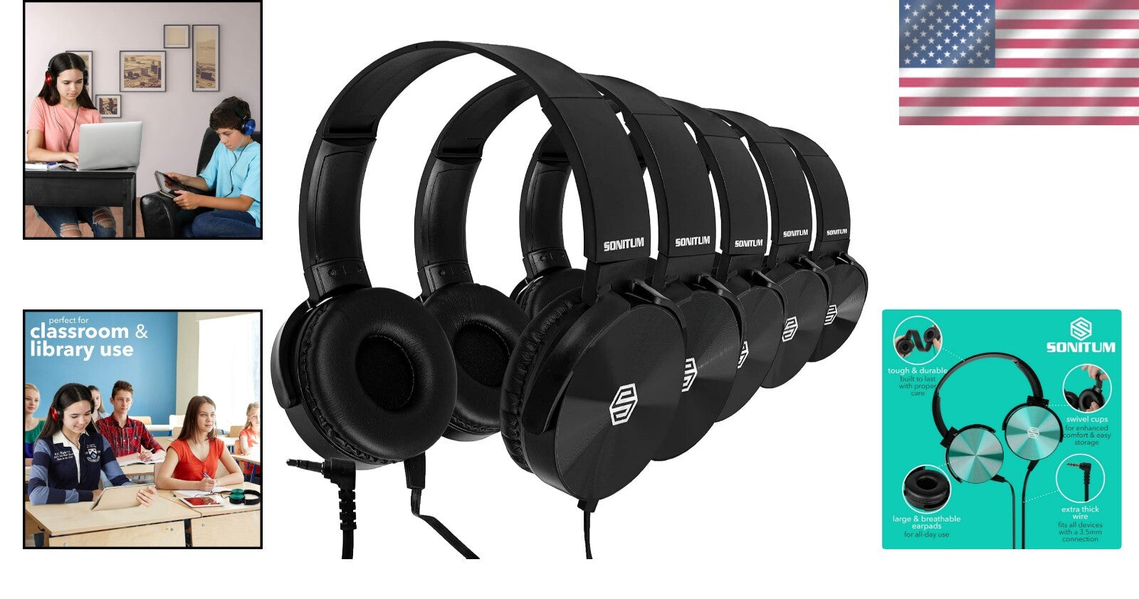 Durable, Adjustable 10-Pack Earphones for Kids - HQ Sound for School & Travel