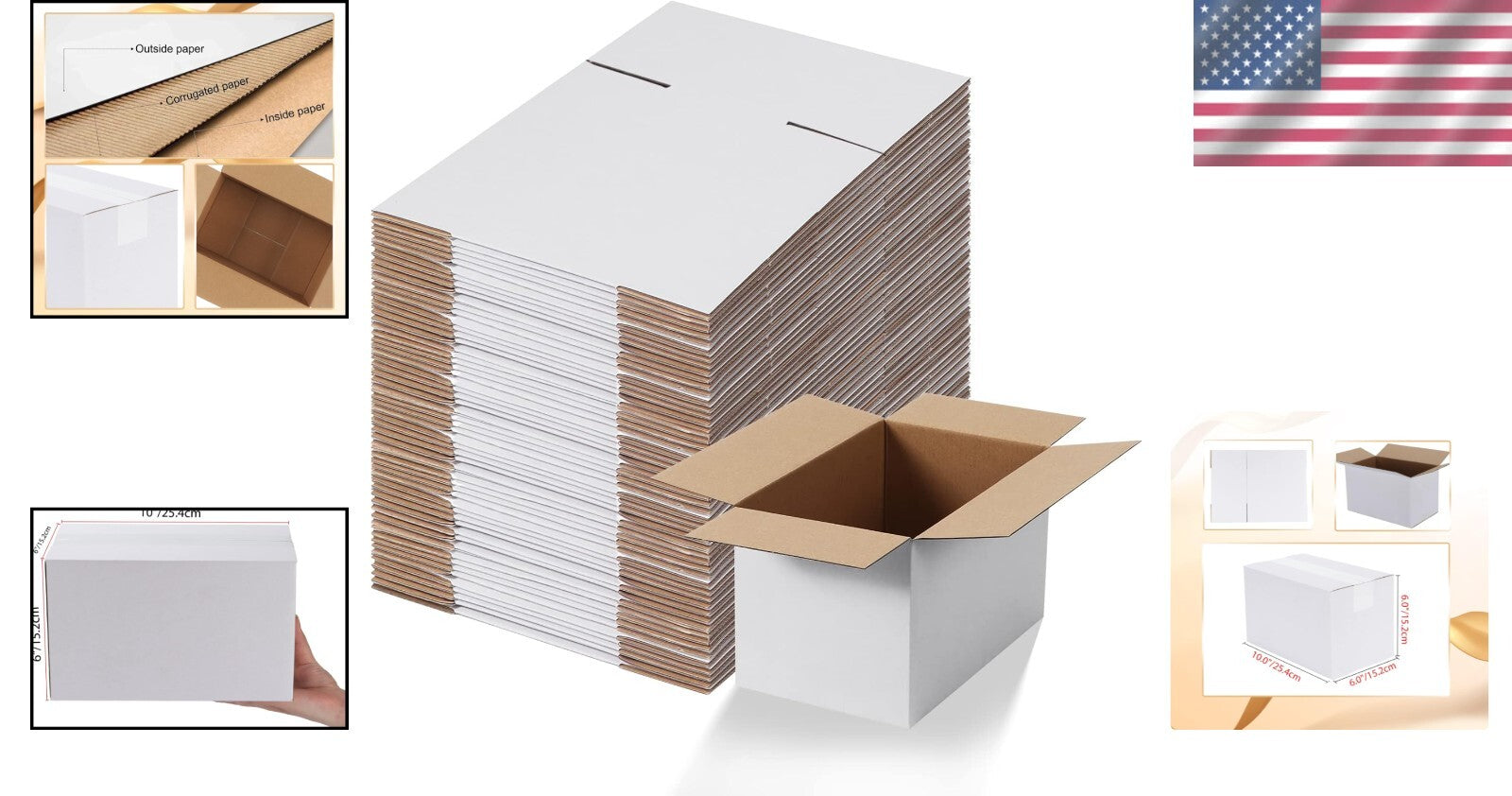 Easy-Assembly 40-Pack 10x6x6 Shipping Boxes - Recyclable Cardboard Solution