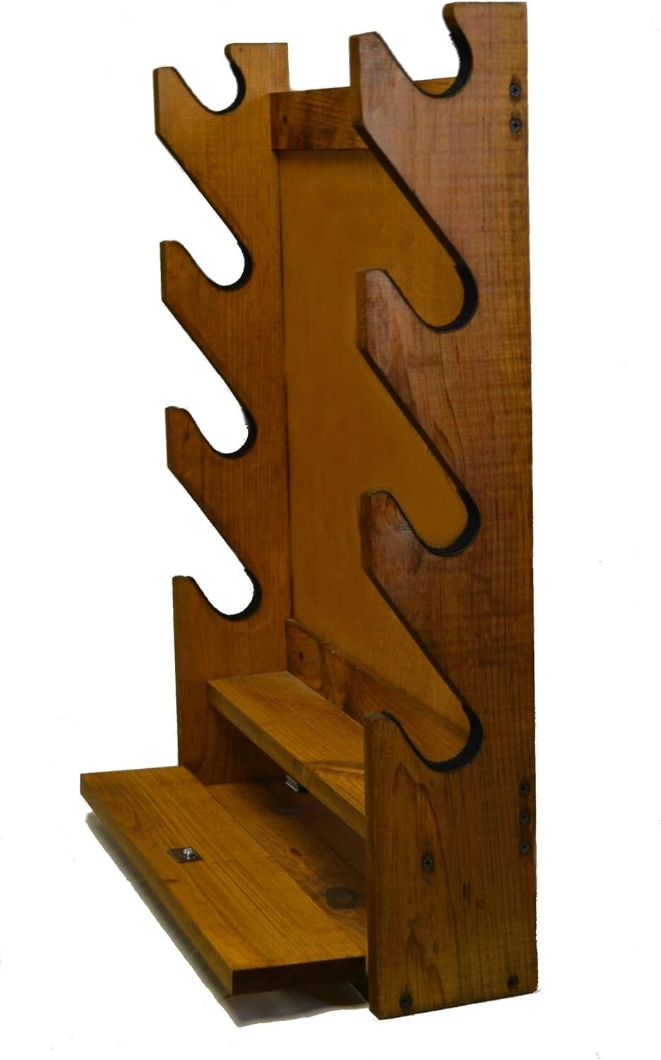 Deer Print Gun Rack - Wall Mounted Wooden Holder for Four Firearms & Accessories