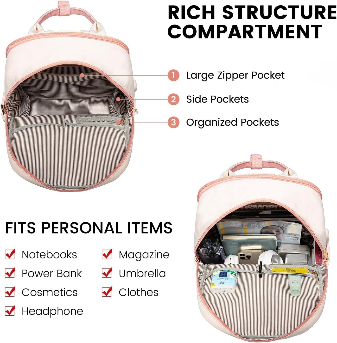 Stylish Water-Resistant Laptop Backpack with USB Port for Women - 15.6 Inch