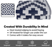 Load image into Gallery viewer, Sophisticated Dark Blue &amp; White 5' x 8'' Outdoor Rug - UV Stabilized Design