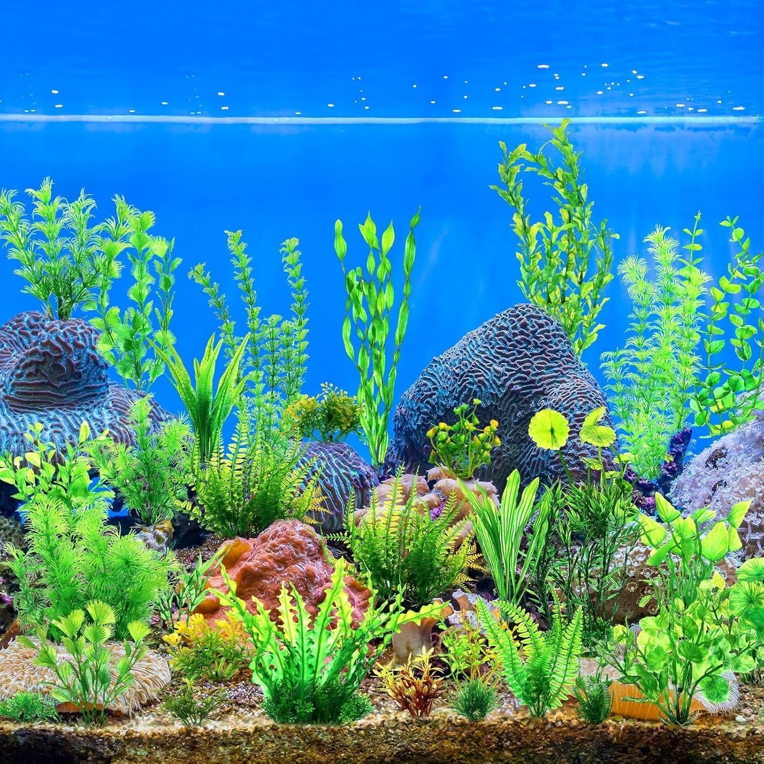 100 Pcs Artificial Aquarium Plants - Vibrant Fish Tank Decorations (45 Styles)
