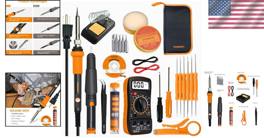 60W Adjustable Temperature Soldering Iron Kit - Complete Set for Electronics