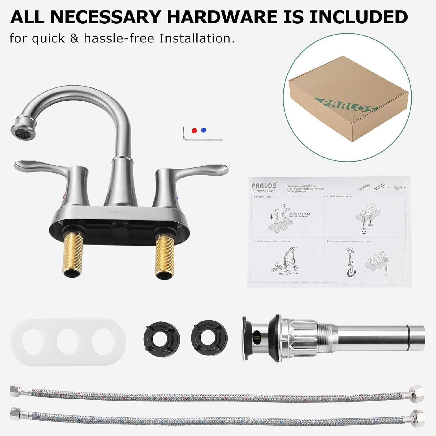 Stylish Brushed Nickel Bathroom Faucet with 1.5 GPM Flow Rate and 3-Hole Mount