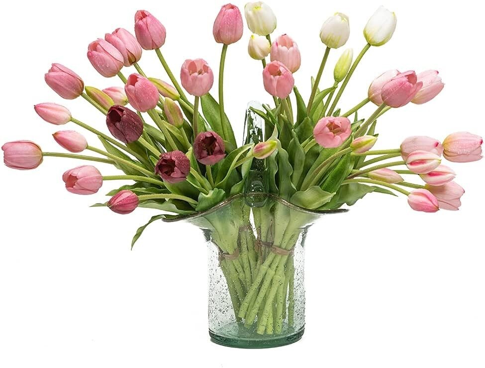 Flexible Stems Real Touch Artificial Tulips - 40pcs for DIY Floral Arrangements