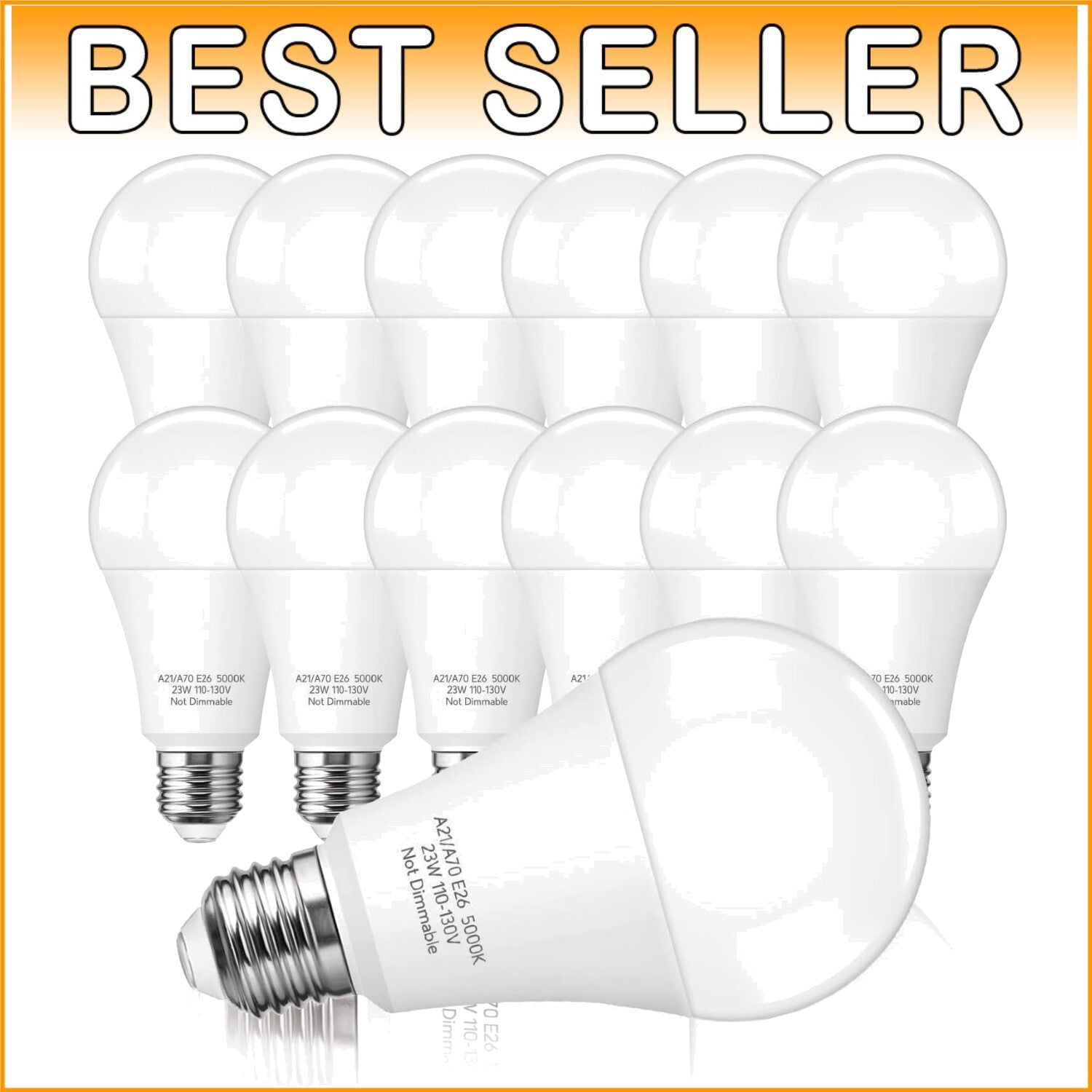 Energy-Saving A21 LED Bulb - 150-200W Equivalent, Instant Brightness at 5000K