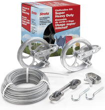 Load image into Gallery viewer, 150 Feet Heavy-Duty PVC Coated Clothesline Kit - Complete with Pulleys and Hooks