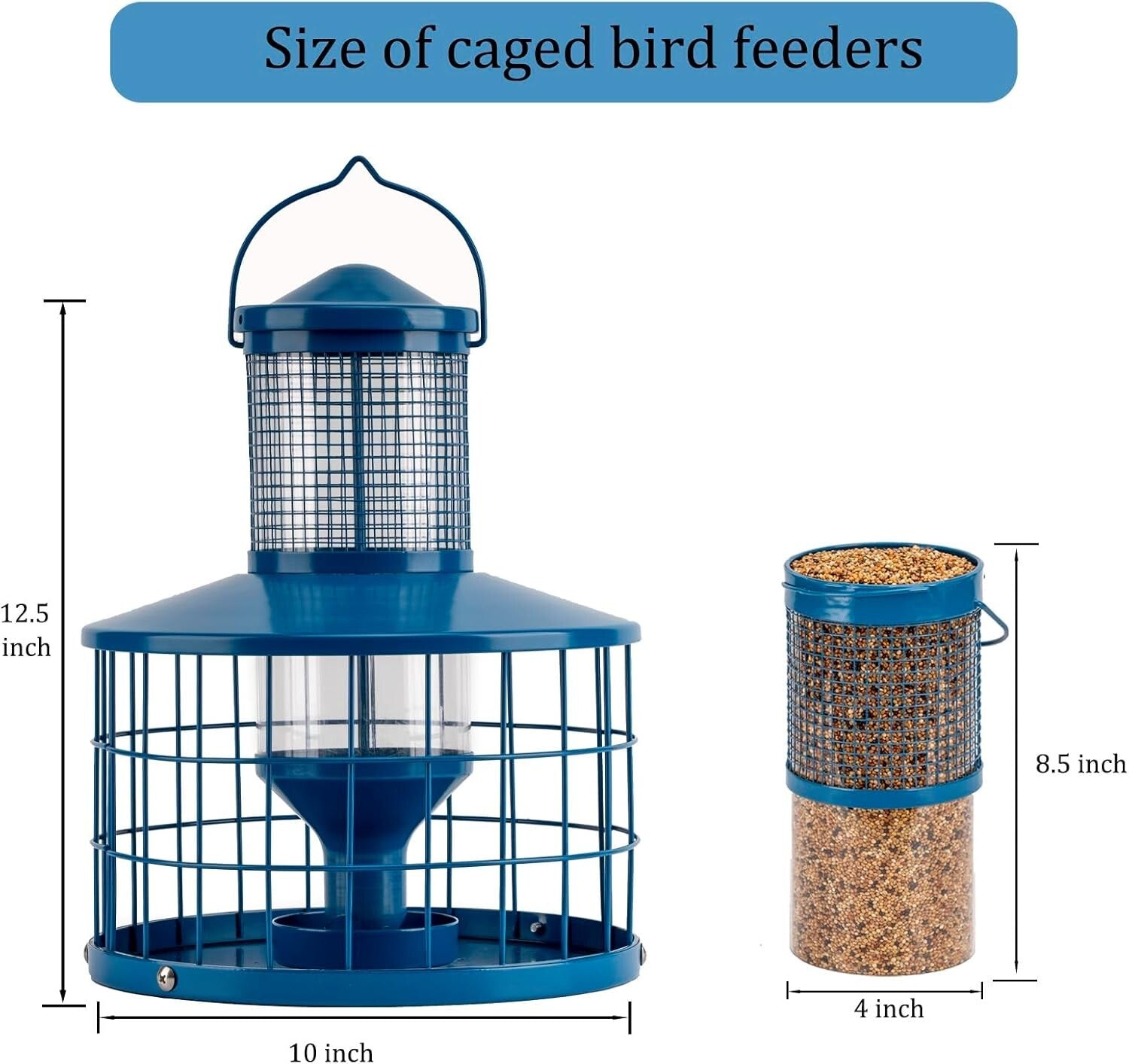 Durable Blue Hanging Bird Feeder for Finch & Bluebird - Squirrel-Proof Design