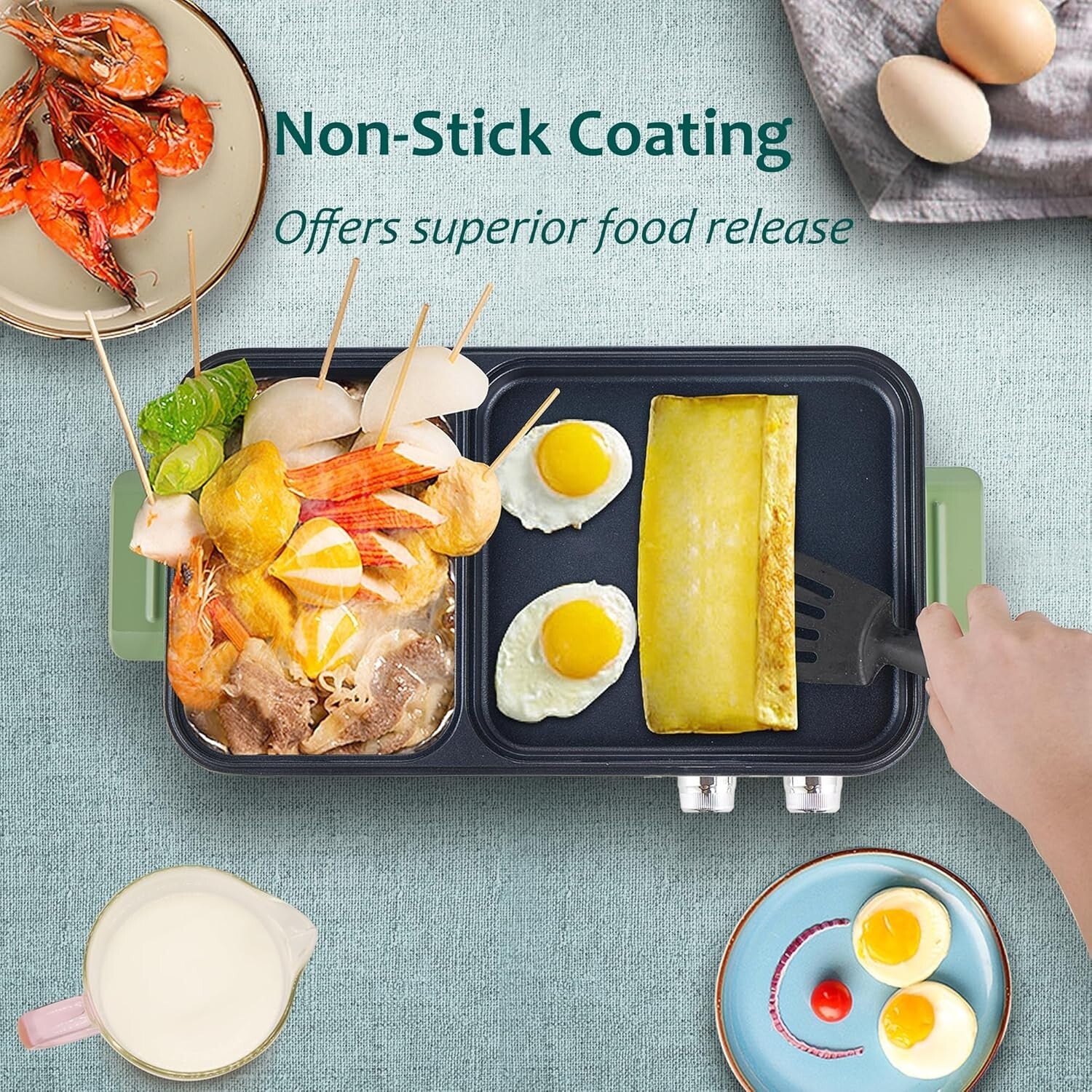 Eco-Friendly 2-in-1 Electric Hot Pot & Grill with Dual Temperature Control