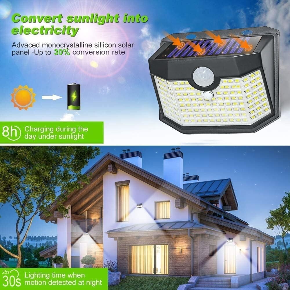 120 LED Solar Outdoor Lights with Motion Sensor - Waterproof & Energy Efficient