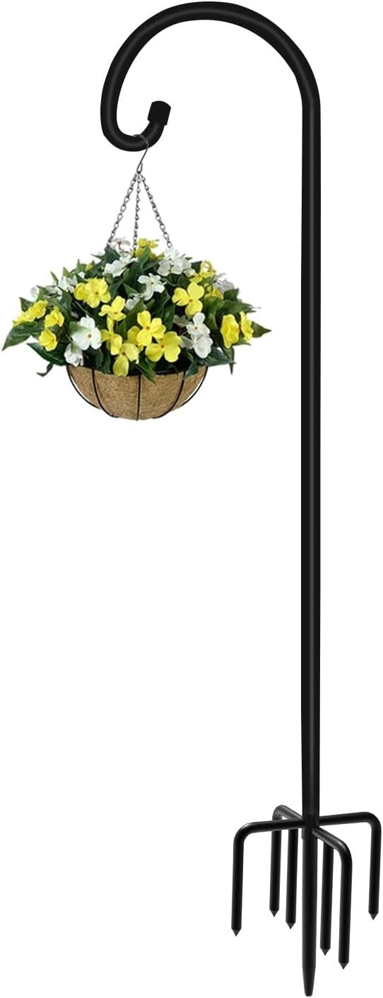 Elegant 108-Inch Shepherd Hook for Bird Feeders and Wedding Decor - Matte Black