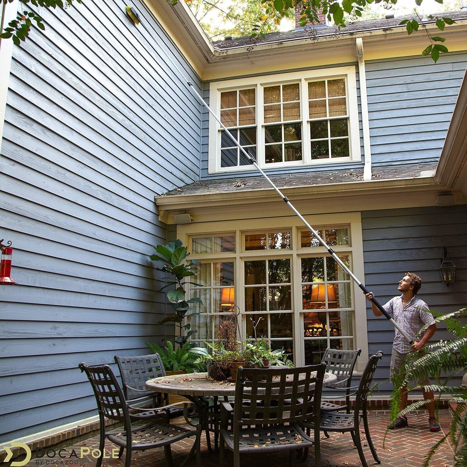 DOCA 6-24 Ft Scrub Brush & Extension Pole - Versatile Outdoor Cleaning Solution