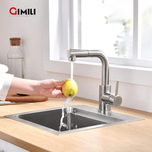 Load image into Gallery viewer, Sleek Brushed Nickel Kitchen Sink Faucet with 360° Swivel &amp; Pull-Down Sprayer