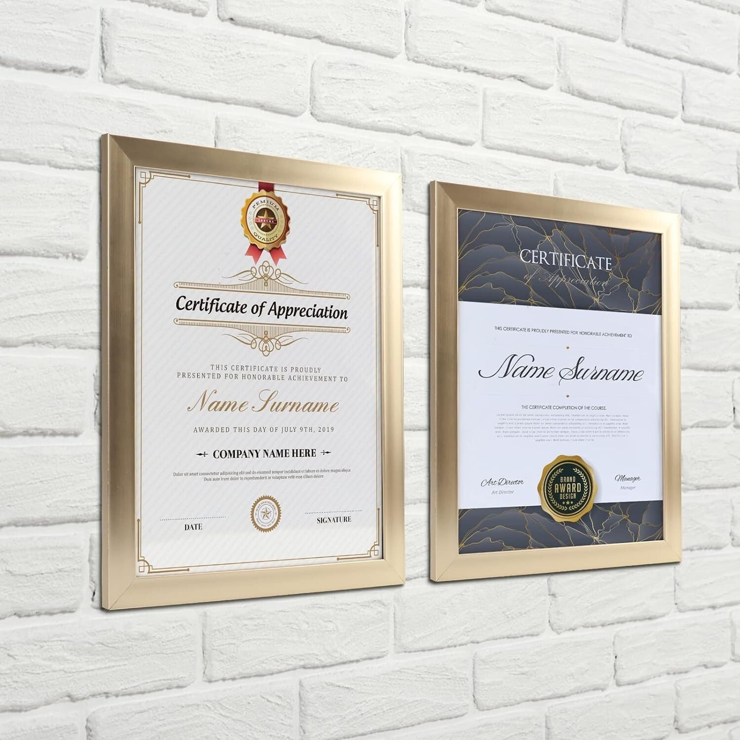Elegant Gold 8.5x11 Picture Frame Set of 12 - Ideal for Awards & Certificates