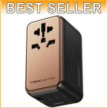 Load image into Gallery viewer, Universal Travel Adapter 170W GaN with USB-C &amp; USB-A Ports - Compact Gold Design