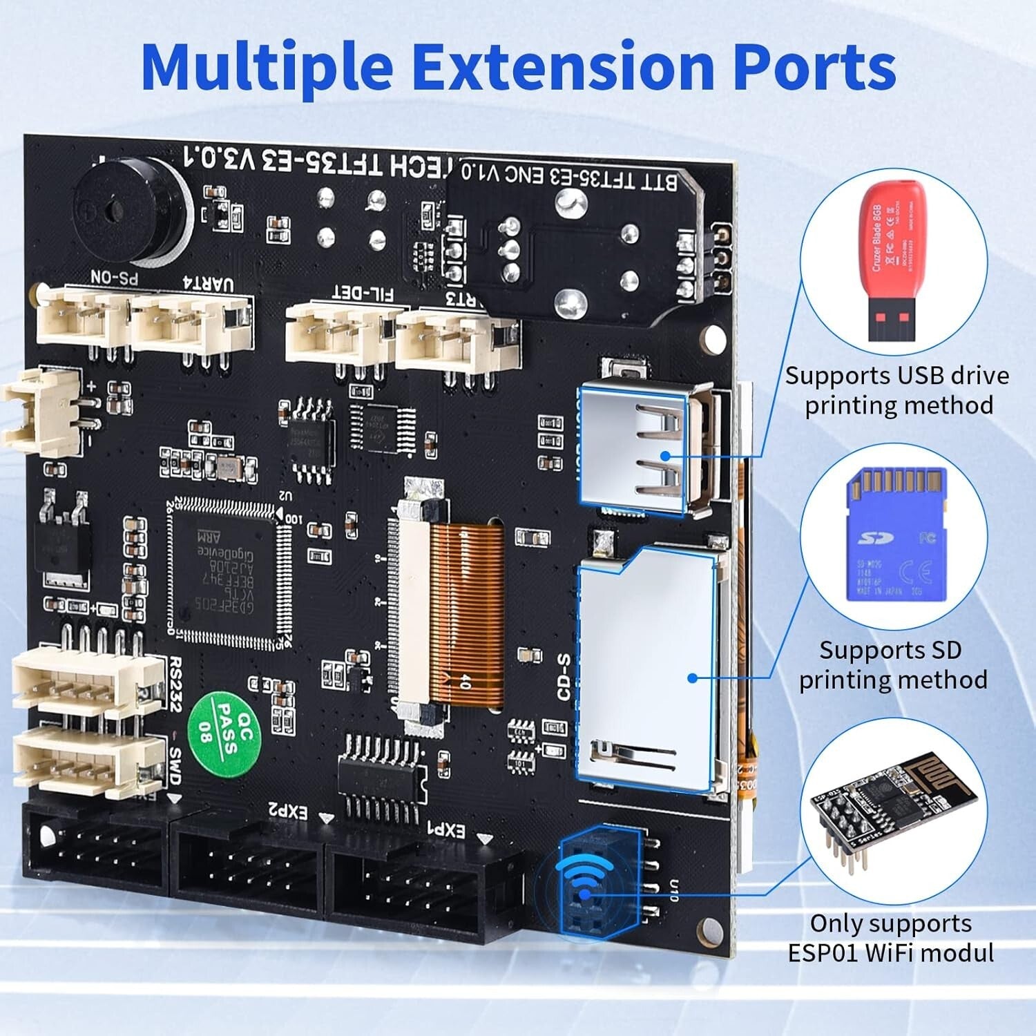 Elegant BIGTREETECH E3 V3.0.1 Touchscreen with USB/SD Support for 3D Printing