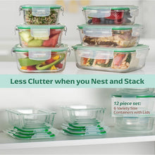 Load image into Gallery viewer, Premium Borosilicate Glass Storage Containers [6-Pack] - BPA, PVC, Lead-Free