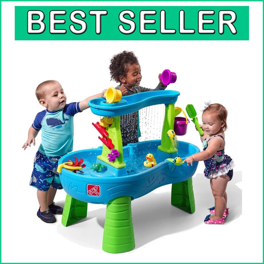 Durable Toddler Water & Sand Table with Rain Shower & Slides for Summer Fun