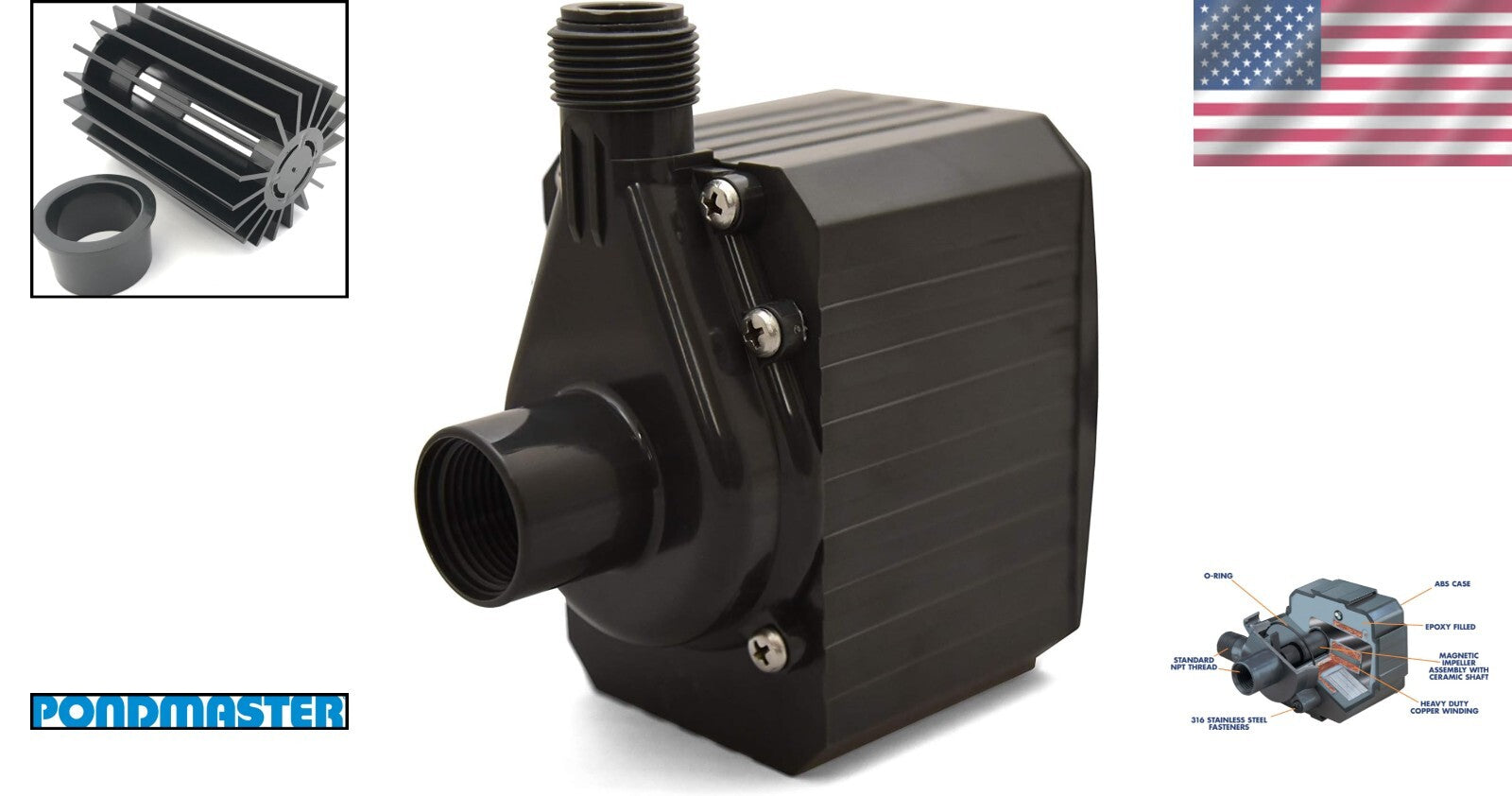 Durable Pondmaster 950 GPH Magnetic Drive Water Pump with Pre-Filter Included