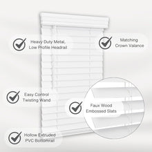 Load image into Gallery viewer, Stylish 2-Inch Bright White Faux Wood Blinds - 46"W x 60"L - Child Safe Design