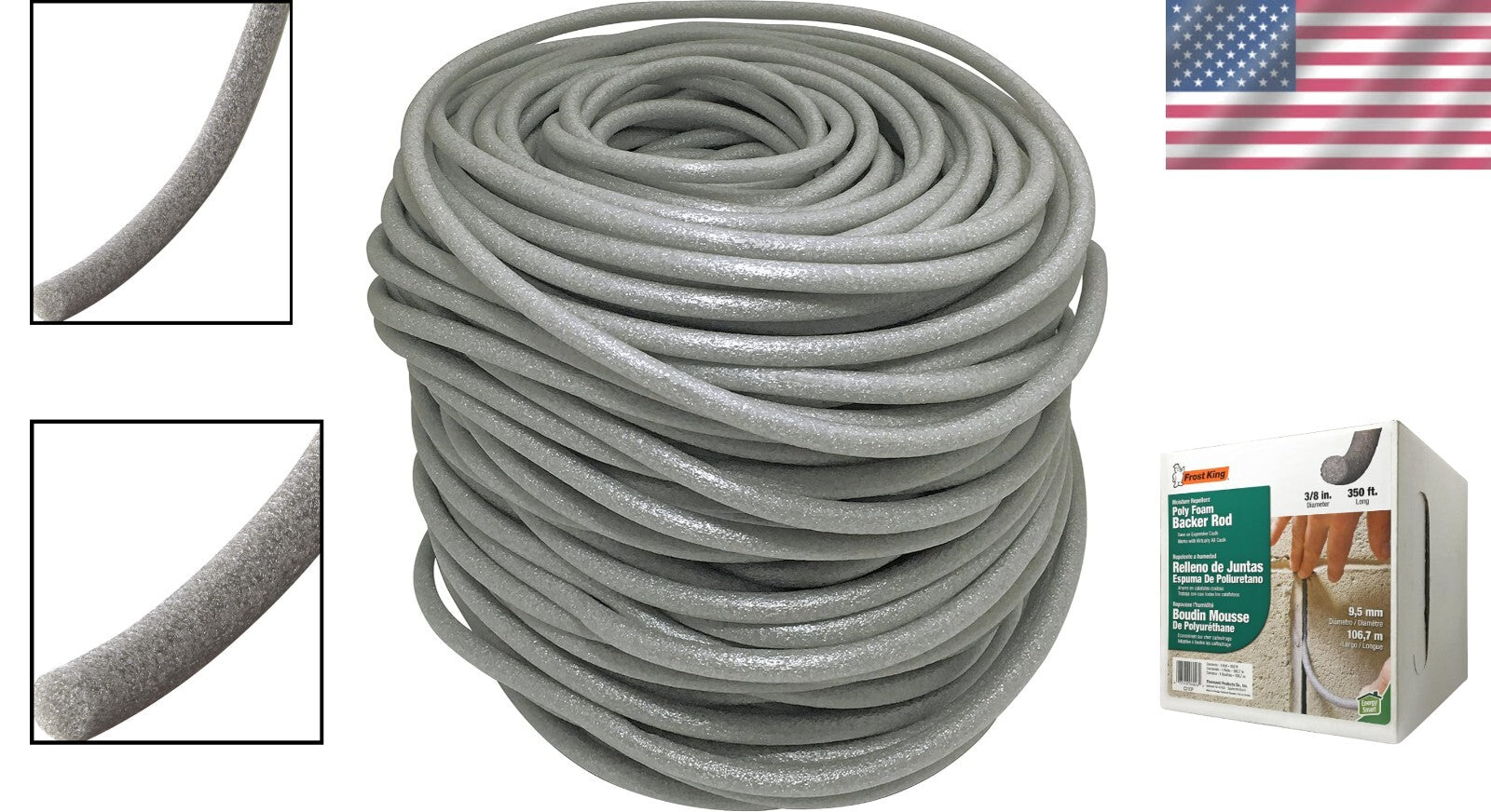 Durable 350-Ft Grey Polyurethane Foam Caulk Saver - Waterproof Moisture Barrier