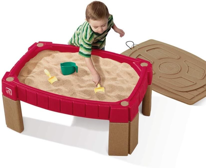 Durable Sand Activity Sensory Table with Race Track Lid & 5 Accessories for Kids