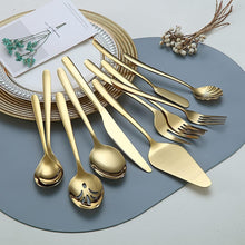 Load image into Gallery viewer, Elegant 46-Piece Gold Dining Set - High-Quality Stainless Steel &amp; Ideal Gift