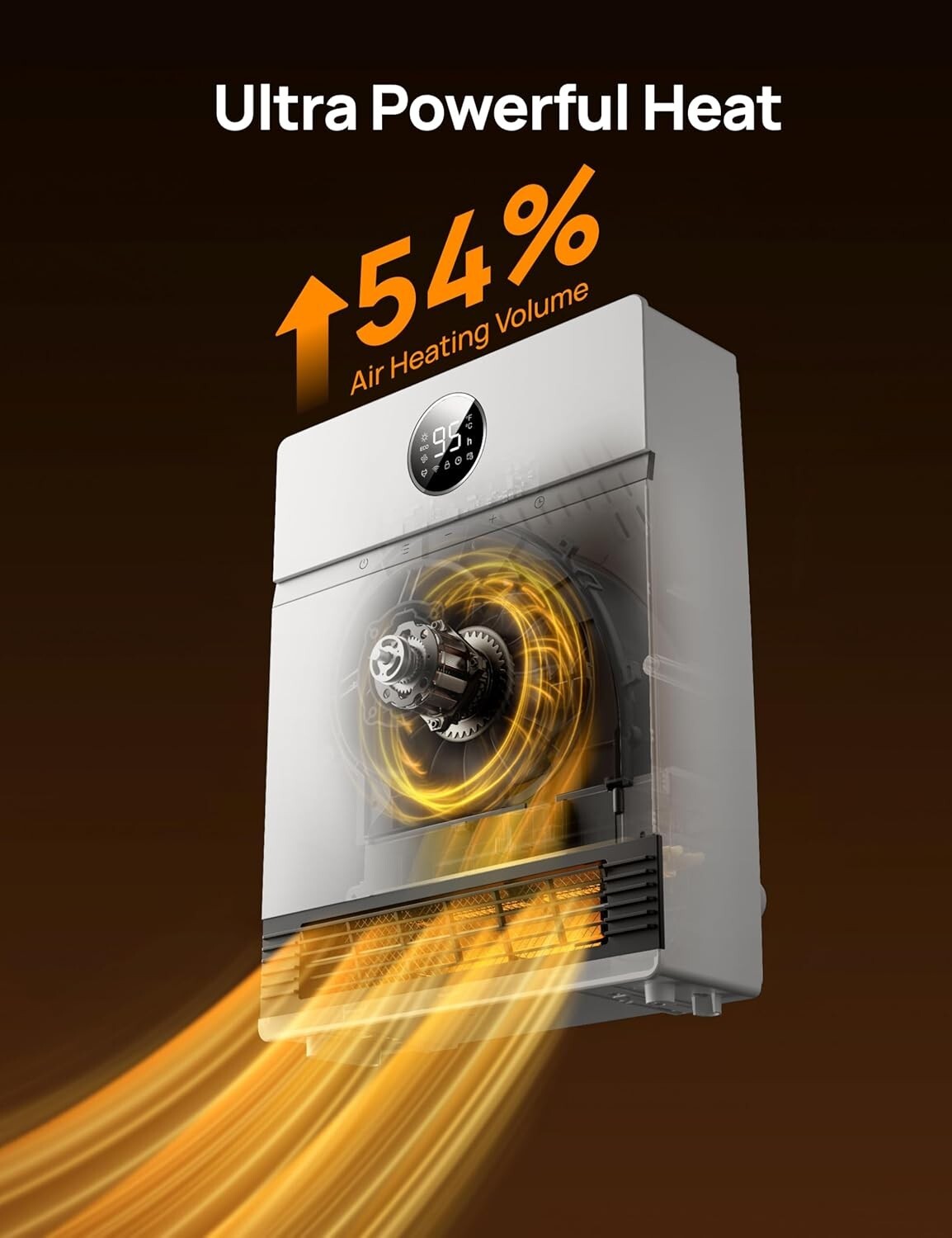 Efficient Indoor Space Heater: IP24 Wall Mount, Remote Control & Adjustable Temp