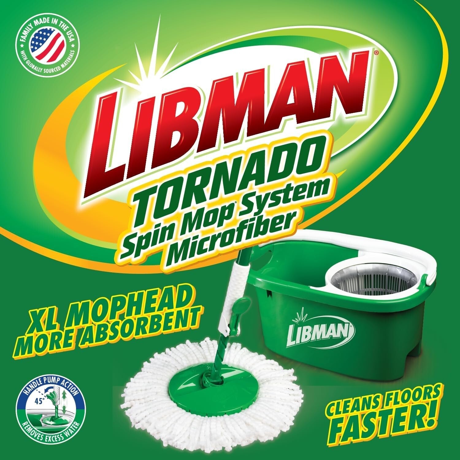Ultimate Tornado Spin Mop with 4 Mop Heads - Compact Cleaning Solution in Green