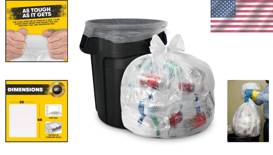 60 Gallon Heavy Duty Clear Trash Bags - 100 Pack for Reliable Waste Disposal