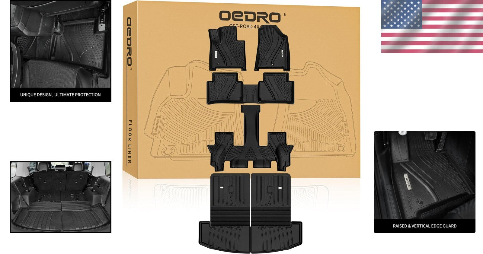 Durable All-Weather Floor Mats with Backrest Protector for Hyundai Santa Fe