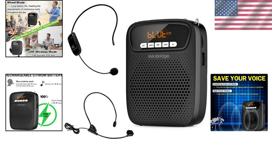 15W Portable Teacher Voice Amplifier - Wireless & Wired Microphone Included